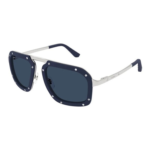 Cartier CT0573S-002 Sunglasses Blue Silver Blue Metal